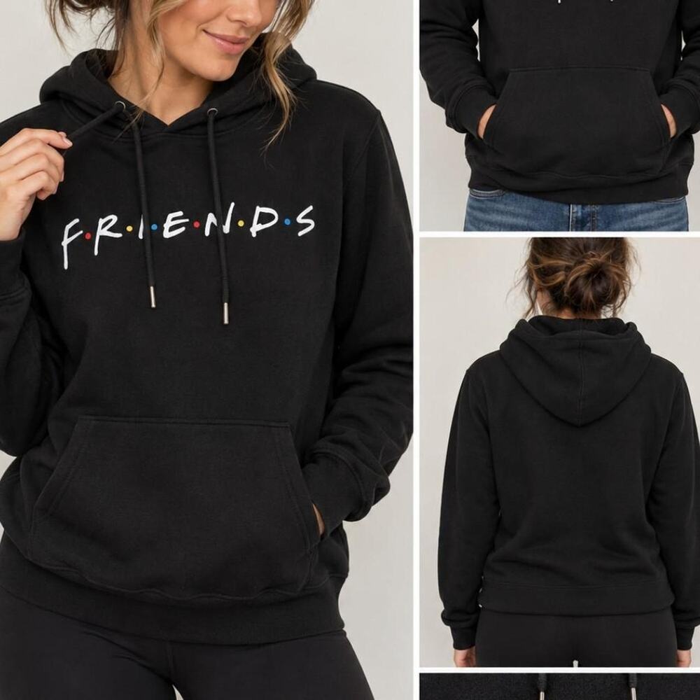Friends Black Graphic Hoodie – Size M